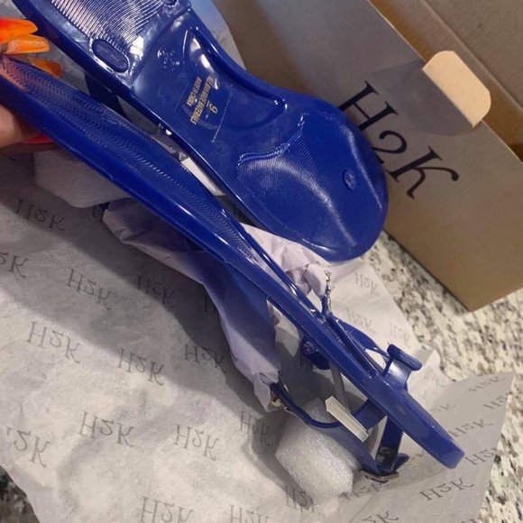 Brand New Royal Blue Stone-Embellished Jelly Flip-Flops - Women's Size 8 - Picture 3 of 6